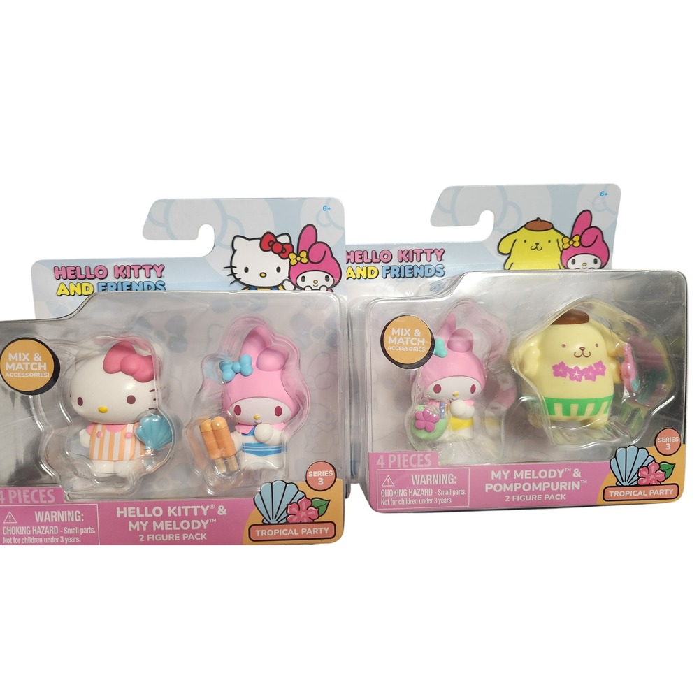 Sanrio Hello Kitty and Friends Tropical Party Series 3 Figures 2-Pack Lot NIP